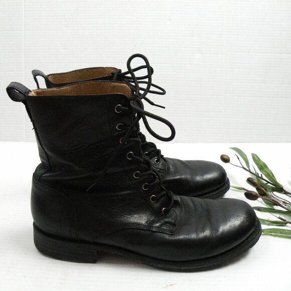 FRYE Sutton Engineer Black Lace up Boots 11 - Picture 2 of 11